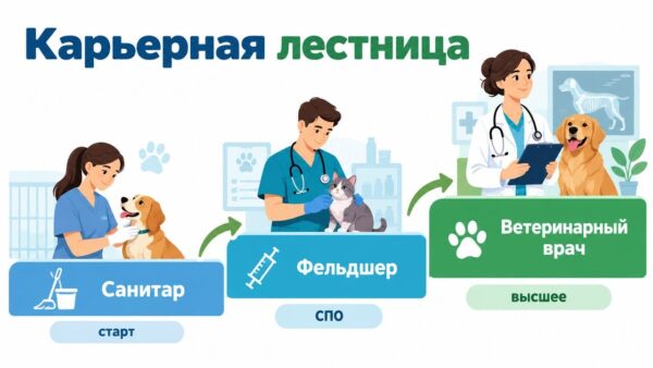 Инфографика 2 — карьерная лестница «Санитар → фельдшер → ветеринарный врач»